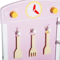 HOMCOM® Kinderküche Spielküche mit Zubehör Hocker Holz Rosa(m-8)