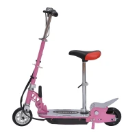 HOMCOM Scooter Elektroscooter Elektroroller Roller E-scooter klappbar mit Sitz 120W rosa(m-1)