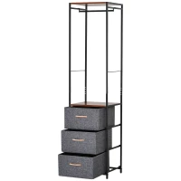 HOMCOM® Garderobenständer Korridor Garderobe 3 Schubladen Kleiderstange Stahl Grau(m-3)