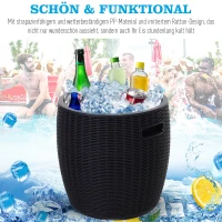 Outsunny® Beistelltisch Eiskübel Einsbehälter mit Deckel 45L Getränkekühler PP Schwarz(m-4)