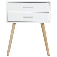 HOMCOM® Nachttisch Nachtschrank Nachtkommode Konsole Beistelltisch 2 x Schublade Holz 48 x 40 x 60 cm(m-5)