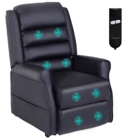 HOMCOM® Massagesessel mit Wärmefunktion  Aufstehsessel für Senior Liegefunktion Schwarz(m-1)