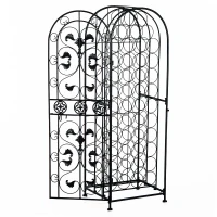 HOMCOM® Weinregal für 45 Flaschen Weinschrank Metall Schwarz(m-5)