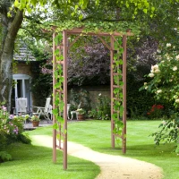 Outsunny® Torbogen Rankgitter Pflanzbogen Rankhilfe Rosenbogen Garten Laubendach Kunstholz WPC Braun 150 x 50 x 200 cm(m-1)