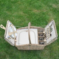 Outsunny® 23tlg. Picknickkorb mit Geschirr Kühlfach 4 Personen(m-6)