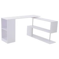 HOMCOM® Eckschreibtisch Winkelschreibtisch Computertisch Bürotisch Regal weiß(m-3)