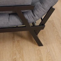 HOMCOM® Schlafsofa Klappsofa 2-Sitzer Stoffsofa Chaiselongue Metall Leinen Dunkelgrau 155 x 65 x 57 cm(m-10)