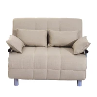 HOMCOM® Klappbares Schlafsofa | Stahl, PC, Schaumstoff | Sofa: 102 x 82 x 81 cm | Bett: 190 x 98 x 25 cm | Creme(m-5)