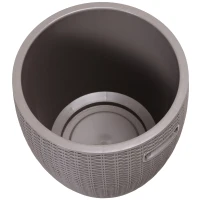 Outsunny® Beistelltisch Eiskübel Einsbehälter mit Deckel 45L 2-in-1 Getränkekühler PP Grau(m-8)