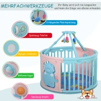HOMCOM® Baby Laufgitter mit rundem Schutzgitter und Tür für Kinder zwischen 6-36 Monaten Kunststoff(m-4)