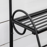 Outsunny Metalowe Schody Kwiatowe 3 Stopnie Stojak Na Rośliny Schody Drabina Półka Stojak Na Kwiaty Wewnętrzny Zewnętrzny Czarny 60,5 x 59,5 x 95,5 cm(m-4)