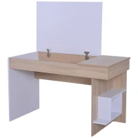 HOMCOM Schreibtisch mit aufklappbarer Tischplatte Arbeitstisch Bürotisch Computertisch mit Staufach und Regal Holz 120 x 60 x 74 cm(m-4)