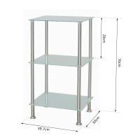 HOMCOM Standregal Küchenregal 3 Fach Edelstahl Weiß(m-2)