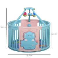 HOMCOM® Baby Laufgitter mit rundem Schutzgitter und Tür für Kinder zwischen 6-36 Monaten Kunststoff(m-3)