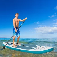 Outsunny stand up paddle met veel accessoires Wit+Blauw+Grijs 320 x 76 x 15 cm(m-2)