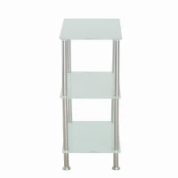 HOMCOM Standregal Küchenregal 3 Fach Edelstahl Weiß(m-5)