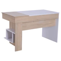 HOMCOM Schreibtisch mit aufklappbarer Tischplatte Arbeitstisch Bürotisch Computertisch mit Staufach und Regal Holz 120 x 60 x 74 cm(m-6)