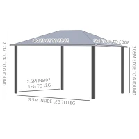 Outsunny 4 x 3(m) Patio Gazebo Canopy Garden Tent Shelter with Vented Roof, Mosquito Netting and Curtains, Aluminium Frame, Grey(m-3)
