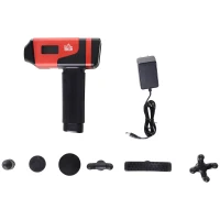 HOMCOM® Massagepistole Massage Gun Massagegerät 6 Köpfe 20 Geschwindigkeitsstufen Alulegierung Rot 6,5 x 17,5 x 22 cm(m-11)