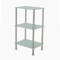 HOMCOM Standregal Küchenregal 3 Fach Edelstahl Weiß(m-3)