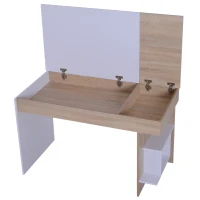 HOMCOM Schreibtisch mit aufklappbarer Tischplatte Arbeitstisch Bürotisch Computertisch mit Staufach und Regal Holz 120 x 60 x 74 cm(m-5)