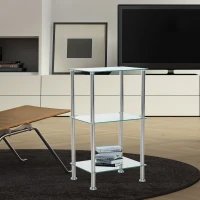 HOMCOM Standregal Küchenregal 3 Fach Edelstahl Weiß(m-1)