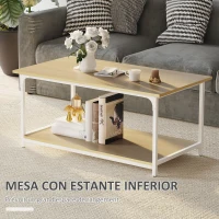 HOMCOM Table basse moderne 100x54x45,8 cm Naturel(m-4)