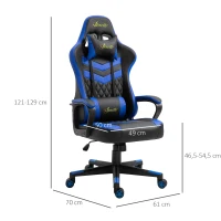 Vinsetto Gaming  Chaise 61x70x121-129 cm Bleu(m-3)