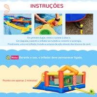 Outsunny Castelo Insuflável com 2 Escorregas 2 Trampolins e Piscina para Crianças acima de 3 Anos Inclui Inflador e Bolsa de Transporte para Interior Exterior 380x370x230cm Multicor(m-6)