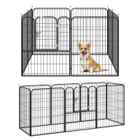 Pawhut Heavy Duty Dog Pen 8 Panel Pet Puppy Playpen Rabbit Hutch Run Indoor Outdoor Black, 80 x 100 (Large)(m-1)