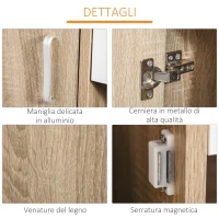 HOMCOM Scarpiera Salvaspazio con 3 Ante e Ripiani Regolabili, Cassetto e Armadietto, 84x30x132cm - Rovere/Bianco(m-7)