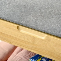 HOMCOM Bamboo Shoe Bench, Shoes Rack Stool with Cushion, Hidden Storage and 1 Shelf for Living Room, Hallway, Bedroom, Natural(m-9)