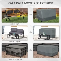 Outsunny Capa Protetora para Móveis de Jardim Tecido Oxford 600D Impermeável Cobertura de Móveis Mesas Cadeiras Sofá de Exterior com Corda e Fivela 190,5x72x76cm Cinza(m-4)
