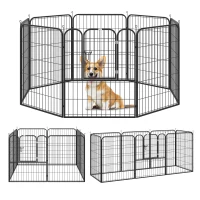 Pawhut Heavy Duty Dog Pen 8 Panel Pet Puppy Playpen Rabbit Hutch Run Indoor Outdoor Black, 80 x 100 (Large)(m-11)