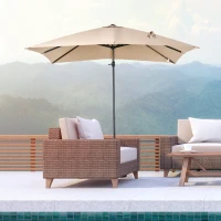 Outsunny Ombrellone da Giardino 268x268x250cm a Braccio Girevole a 360° e Inclinabile su 5 Livelli, Colore Khaki(m-2)