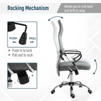 Vinsetto Ergonomic Office Chair High Back Mesh Grey(m-7)
