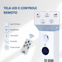 HOMCOM Ventoinha de Coluna 45W Silencioso com Controle Remoto 3 Velocidades 3 Modos Oscilação 70° Tela LED Tátil Temporizador 12h e Caixa de Aromas 31,5x31,5x96cm Branco(m-8)