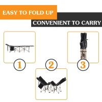 Outsunny Single Person Camping Bed Folding Cot Outdoor Patio Portable Military Sleeping Bed Travel Guest Leisure Fishing with Side Pocket and Carry Bag - Black(m-4)