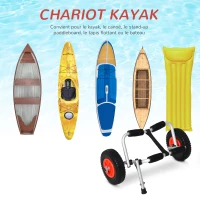 Homcom chariot de transport pliable pour kayak charge 75 kg aluminium universel avec roues 57,5 ​​x 33 x 24 cm argent(m-4)