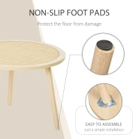 HOMCOM Set of 2 Nesting Coffee Tables with Rattan Tabletop Round Side Tables Living Room Bedroom(m-5)