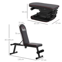 Homcom Banc de musculation pliable 130 x 37 x 45-108 cm Noir(m-3)