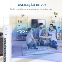 HOMCOM Ventoinha de Coluna 45W Silencioso com Controle Remoto 3 Velocidades 3 Modos Oscilação 70° Tela LED Tátil Temporizador 12h e Caixa de Aromas 31,5x31,5x96cm Branco(m-6)