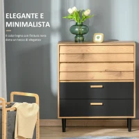 HOMCOM Cassettiera in Stile Industriale - Legno(m-5)