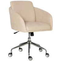 Vinsetto Bürostuhl mittelhoch Schreibtischstuhl Drehstuhl ergonomischer Computerstuhl höhenverstellbar Samt-Touch Metall Beige 64 x 63,5 x 90,8 cm(m-1)
