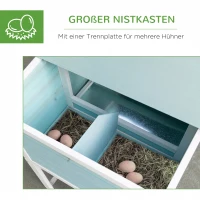 PawHut Hühnerstall Hühnerhaus mit Nistkasten Rampe winterfest Hühnervoliere 2 Ebenen Gehege leicht zu reinigen Tannenholz Stahl Asphalt Blau 193 x 78 x 115 cm(m-5)