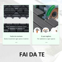 Outsunny Piastrelle da Giardino Incastrabili Set da 11 Mattonelle per Esterno 30x30cm Grigio(m-7)