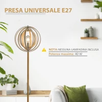 HOMCOM Lampa de Podea Design cu Abajur cu Inele Reglabile din Lemn Becuri E27 Ф38 x 160 cm(m-4)