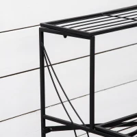 Outsunny Metal Plant Stand Flower Rack 3 Tier Plant Shelf Flower Stairs for Indoor and Outdoor Garden Balcony Black 95 x 63 x 72 cm(m-9)