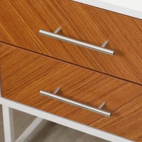 HOMCOM Comodino Moderno a 2 Cassetti in Metallo e Legno 40x39x48cm Marrone e Bianco(m-9)