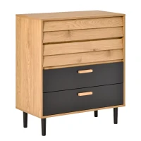 HOMCOM Cassettiera in Stile Industriale - Legno(m-1)